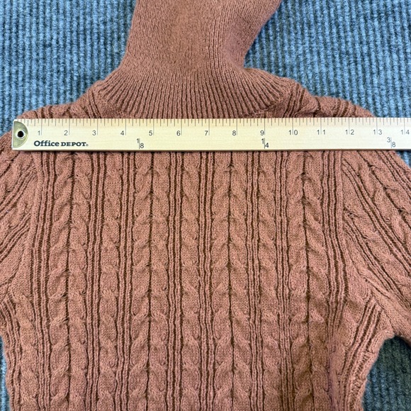 Shein Womens Cable Knit Turtleneck Sweater Brown Long Sleeve Size M - Picture 4 of 8